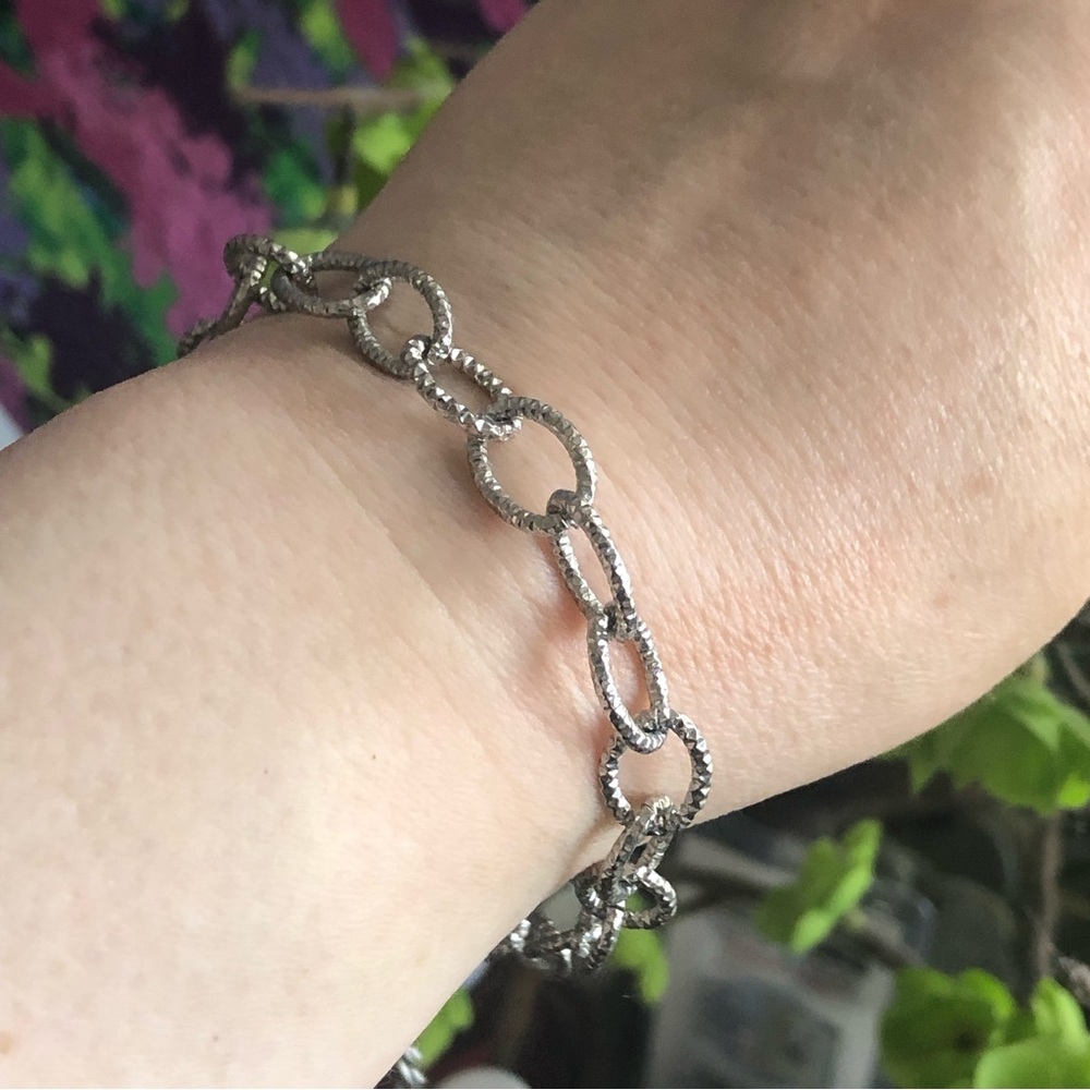 Silver chunky sparkle link chain anklet bracelet